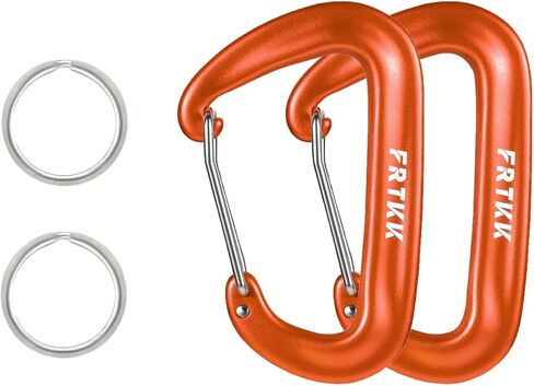 2 قطعة مشابك حلقة تسلق، 12 كيلو نيوتن (2697 رطل) مشبك حلقة تسلق عالي التحمل، 3 بوصات من الألومنيوم على شكل حلقة على شكل حرف D مع 2 حلقة مفاتيح خطاف سلسلة مفاتيح للتخييم والتنزه سيرًا على الأقدام وقفل مقود الكلب in Kuwait