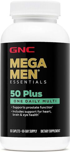 GNC Mega Men 50 Plus One Daily Multivitamin | Supports Prostate Function | Includes Support for Heart, Brain, & Eye Health | 60 Count in Saudi Arabia