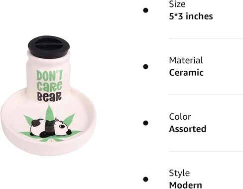 منفضة سجائر سيراميك 2 في 1 مع جرة تخزين - 5 × 3 بوصة (لا تهتم بالدب) in Kuwait