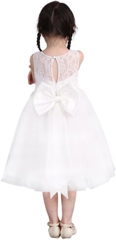 فستان TENTIDE مزين بالزهور للأطفال البنات من التول للأطفال الصغار توتو بدون أكمام مع فيونكة للأميرة وحفلات الزفاف ووصيفة العروس من عمر 0 ​​إلى 24 شهرًا in Kuwait