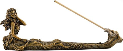 Top Collection Beach Mermaid Incense Holder Statue - Hand Painted Beautiful Mythical Creature with Bronze Antique Finish Look- 9-Inch Long Fragrance Incense Burner Figurine in Saudi Arabia