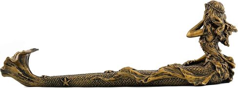 Top Collection Beach Mermaid Incense Holder Statue - Hand Painted Beautiful Mythical Creature with Bronze Antique Finish Look- 9-Inch Long Fragrance Incense Burner Figurine in Saudi Arabia
