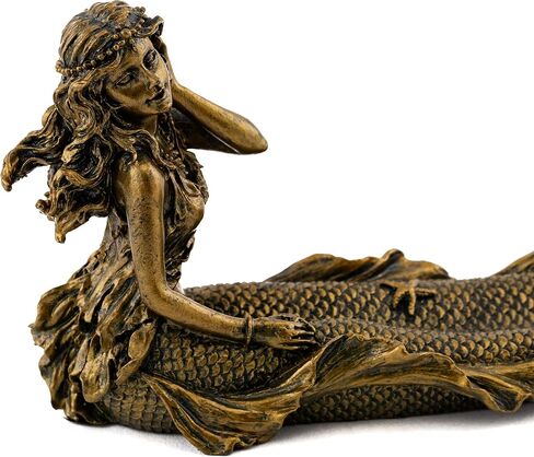 Top Collection Beach Mermaid Incense Holder Statue - Hand Painted Beautiful Mythical Creature with Bronze Antique Finish Look- 9-Inch Long Fragrance Incense Burner Figurine in Saudi Arabia