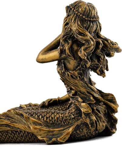 Top Collection Beach Mermaid Incense Holder Statue - Hand Painted Beautiful Mythical Creature with Bronze Antique Finish Look- 9-Inch Long Fragrance Incense Burner Figurine in Saudi Arabia