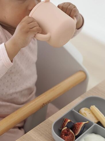 BEABA Sips and Bites 3 pc Silicone Suction Feeding Plate Set, Toddler Plates, Baby Plates, Baby Feeding Set, Incl. Plate Silicone Spoon Silicone Sippy Cup (Rain) in Saudi Arabia