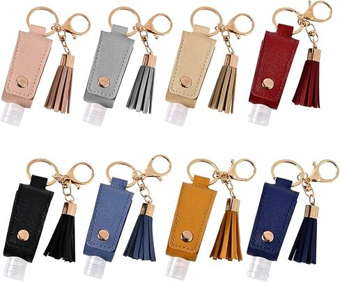 مايبين 8 قطع 30 مل معقم اليدين الجلدية، حامل سلسلة مفاتيح، حافظات زجاجات حامل، حاويات ضغط بغطاء قلاب، حاملات زجاجات فارغة لتعقيم اليدين لللوشن والصابون السائل والشامبو والسوائل، متعددة الالوان in Kuwait