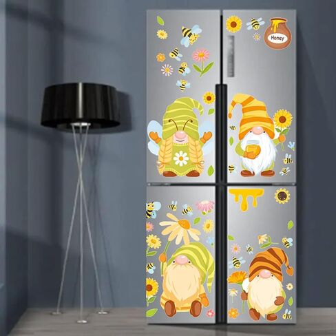 9 أوراق ملصقات نافذة الربيع والصيف، ملصقات نافذة جنوم النحل الأكثر ملاءمة لتزيين غرفة نوم المطبخ والمكتب، شارات نافذة لاصقة ثابتة. in Kuwait
