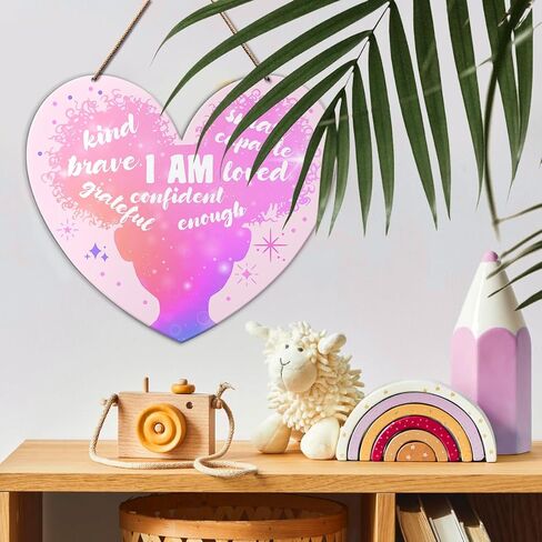 Black Girls Positive Affirmations Wall Decor, Motivational Black Girls Wall Art Baby Kids Bedroom Nursery Pink Decor Inspirational African American Girl Hanging Wooden Sign Decoration, I Am Capable in Saudi Arabia