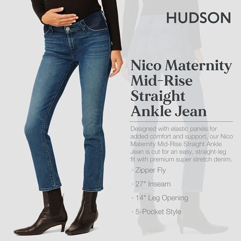 Hudson Jeans Women's Nico Midrise, Straight Ankle Maternity Jean, Head Over Heels, 29 in Saudi Arabia