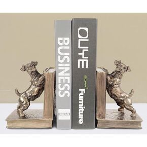 Schnauzer Decorative Bookends, Unique Dog Book Ends to Hold Books Heavy Duty for Office Desk, Vintage Antique Bronze Home Decor, Shelf Decoration, Modern Living Room Decor in Kuwait
