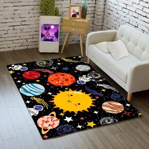 Outer Space Rug - Cartoon Solar System Rug Kids Area Rugs for Boys Girls Cute Universe Planet Print Rug Galaxy Theme Space Rug for Boys Room Classroom 2x3 Feet in Kuwait