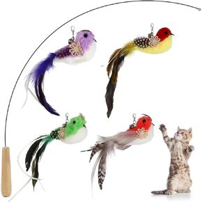 XLSXEXCL 5 قطع لعبة ريشة القطط، لعبة طيور القطط، لعبة الطيور الطائرة للقطط، لعبة تفاعلية للقطط، عبوات لعبة الطيور للقطط، ألعاب الطيور البديلة السداة in Kuwait