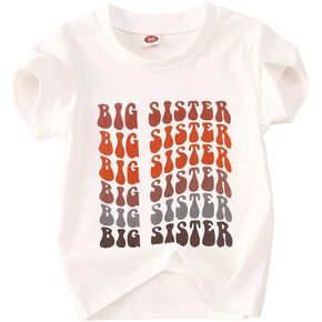 GLIGLITTR Big Sister Shirt Toddler Girls Big Sis Announcement Short Sleeve Tee Promoted to Girls Outfit Baby Summer Clothes