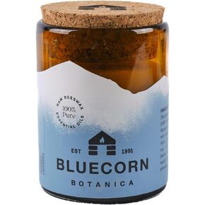 Cedarwood, Nutmeg & Lavender Essential Oil & Pure Beeswax Candle in Blown Glass Jar. Bluecorn Beeswax Botanica. Non-Toxic Scented Candle in 100% Recycled Glass. Large 3-Wick Candle - 22 oz.