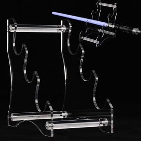 HHUXIUE Lightsaber Stand Sword Stand Three Tier Desktop Acrylic Desktop Lightsaber Display Stand Sword Stand Fixer Decorative Sword Stand Display Stand Collection (Blue)