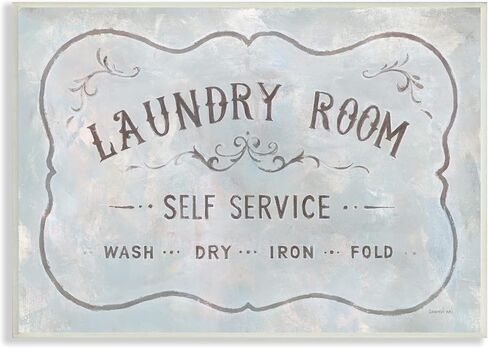 Stupell Industries Vintage Parisian Laundry Room Sign Self Service Grey, Designed by Danhui NAI Wall Plaque, 19 x 13, Brown in Saudi Arabia