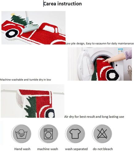Aldopein عيد الميلاد الأحمر شاحنة البساط، لطيف خمر البلد الرجعية مزرعة عيد الميلاد عداء البساط للحمام المطبخ مدخل داخلي الشرفة الأمامية ممسحة، عدم الانزلاق قابل للغسل الشتاء رمي البساط in Kuwait