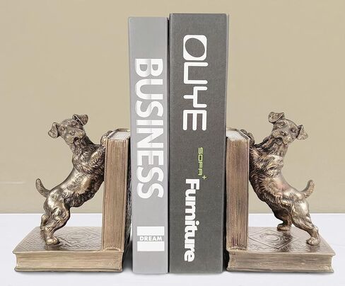 Schnauzer Decorative Bookends, Unique Dog Book Ends to Hold Books Heavy Duty for Office Desk, Vintage Antique Bronze Home Decor, Shelf Decoration, Modern Living Room Decor in Kuwait