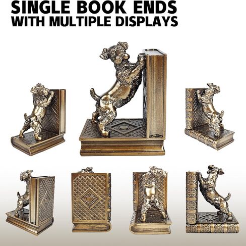 Schnauzer Decorative Bookends, Unique Dog Book Ends to Hold Books Heavy Duty for Office Desk, Vintage Antique Bronze Home Decor, Shelf Decoration, Modern Living Room Decor in Kuwait