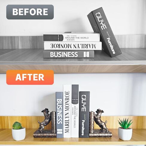 Schnauzer Decorative Bookends, Unique Dog Book Ends to Hold Books Heavy Duty for Office Desk, Vintage Antique Bronze Home Decor, Shelf Decoration, Modern Living Room Decor in Kuwait