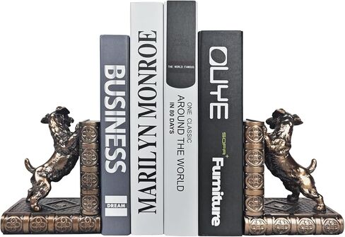 Schnauzer Decorative Bookends, Unique Dog Book Ends to Hold Books Heavy Duty for Office Desk, Vintage Antique Bronze Home Decor, Shelf Decoration, Modern Living Room Decor in Kuwait