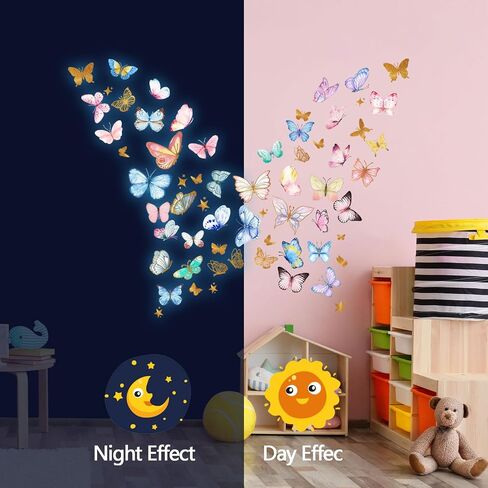 Glow in The Dark Large Rainbow and Unicorn Wall Decals,Glowing Luminous Star Butterfly Wall Stickers Removable Rainbow Unicorn Decals for Girls Bedroom Baby Nursery Living Room Decoration in Saudi Arabia