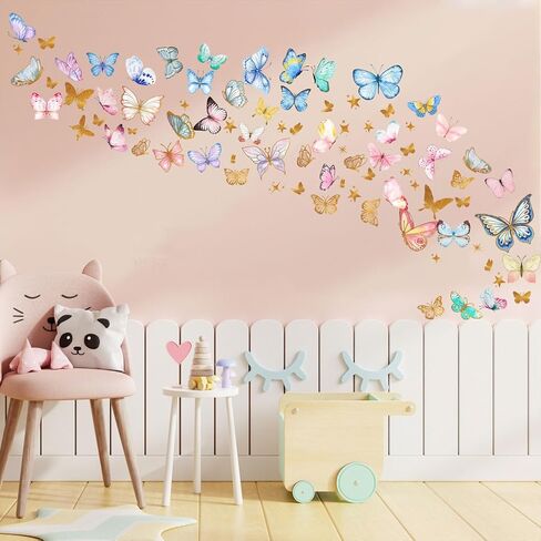 Glow in The Dark Large Rainbow and Unicorn Wall Decals,Glowing Luminous Star Butterfly Wall Stickers Removable Rainbow Unicorn Decals for Girls Bedroom Baby Nursery Living Room Decoration in Saudi Arabia