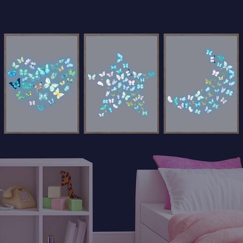 Glow in The Dark Large Rainbow and Unicorn Wall Decals,Glowing Luminous Star Butterfly Wall Stickers Removable Rainbow Unicorn Decals for Girls Bedroom Baby Nursery Living Room Decoration in Saudi Arabia