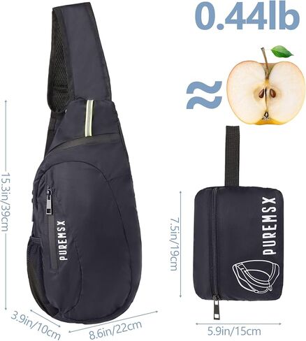 حقيبة ظهر PUREMSX قابلة للطي، حقيبة ظهر كتف للجنسين خفيفة الوزن ومقاومة للماء وقابلة للتعبئة لركوب الدراجات والمشي لمسافات طويلة، أسود in Kuwait