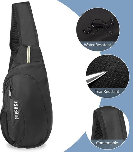 حقيبة ظهر PUREMSX قابلة للطي، حقيبة ظهر كتف للجنسين خفيفة الوزن ومقاومة للماء وقابلة للتعبئة لركوب الدراجات والمشي لمسافات طويلة، أسود in Kuwait