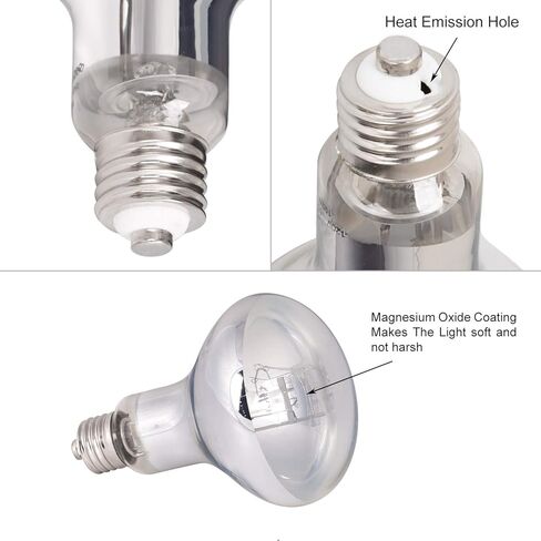 WACOOL مصباح الحرارة للزواحف UVA UVB ضوء الزواحف الكل في واحد، محاكاة كامل الطيف لمبة أشعة الشمس للزواحف البرمائية السلحفاة ثعبان أبو بريص التنين الملتحي الاستخدام in Kuwait