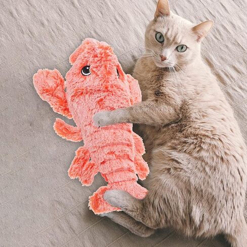 balacoo Furret Plush Catnip Moving Lobster Fish Cat Toy Electric Dancing Lobster Fish Catnip Interactive Toy USB Rechargeable Chewing Toy for Indoor Pets Cats Dog Red Kitten Toys in Saudi Arabia
