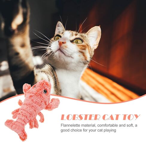 balacoo Furret Plush Catnip Moving Lobster Fish Cat Toy Electric Dancing Lobster Fish Catnip Interactive Toy USB Rechargeable Chewing Toy for Indoor Pets Cats Dog Red Kitten Toys in Saudi Arabia