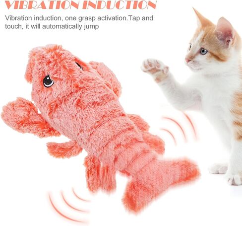 balacoo Furret Plush Catnip Moving Lobster Fish Cat Toy Electric Dancing Lobster Fish Catnip Interactive Toy USB Rechargeable Chewing Toy for Indoor Pets Cats Dog Red Kitten Toys in Saudi Arabia