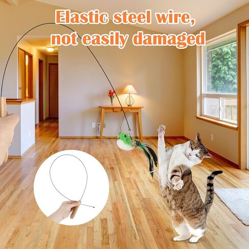 XLSXEXCL 5 قطع لعبة ريشة القطط، لعبة طيور القطط، لعبة الطيور الطائرة للقطط، لعبة تفاعلية للقطط، عبوات لعبة الطيور للقطط، ألعاب الطيور البديلة السداة in Kuwait