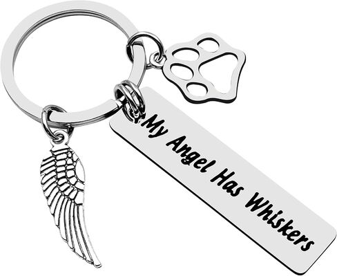 xyqcy Cat Memorial Keychain Gift Loss of Pet Keyring Gifts in Memory of Cat Pet Jewelry My Angel Has Whiskers Sympathy Gift Condolences Gift for Cat Lover Pet Owner Family Friends Remembrance Gifts in Saudi Arabia