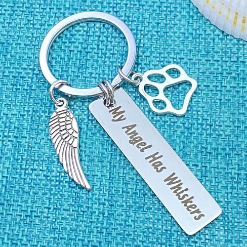 xyqcy Cat Memorial Keychain Gift Loss of Pet Keyring Gifts in Memory of Cat Pet Jewelry My Angel Has Whiskers Sympathy Gift Condolences Gift for Cat Lover Pet Owner Family Friends Remembrance Gifts in Saudi Arabia