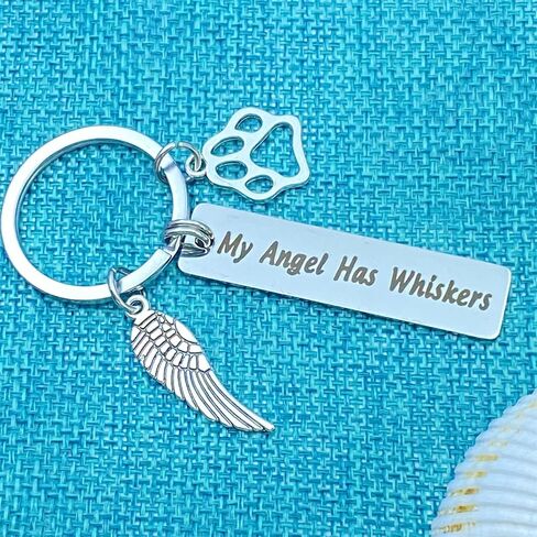 xyqcy Cat Memorial Keychain Gift Loss of Pet Keyring Gifts in Memory of Cat Pet Jewelry My Angel Has Whiskers Sympathy Gift Condolences Gift for Cat Lover Pet Owner Family Friends Remembrance Gifts in Saudi Arabia