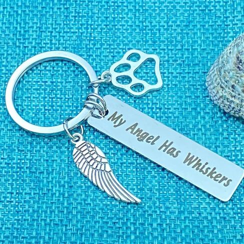 xyqcy Cat Memorial Keychain Gift Loss of Pet Keyring Gifts in Memory of Cat Pet Jewelry My Angel Has Whiskers Sympathy Gift Condolences Gift for Cat Lover Pet Owner Family Friends Remembrance Gifts in Saudi Arabia