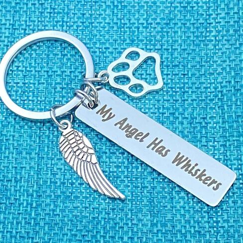 xyqcy Cat Memorial Keychain Gift Loss of Pet Keyring Gifts in Memory of Cat Pet Jewelry My Angel Has Whiskers Sympathy Gift Condolences Gift for Cat Lover Pet Owner Family Friends Remembrance Gifts in Saudi Arabia