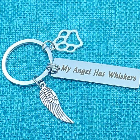 xyqcy Cat Memorial Keychain Gift Loss of Pet Keyring Gifts in Memory of Cat Pet Jewelry My Angel Has Whiskers Sympathy Gift Condolences Gift for Cat Lover Pet Owner Family Friends Remembrance Gifts in Saudi Arabia