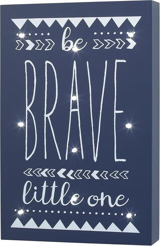 Little Love من NoJo Aztec ديكور حائط مضاء، Be Brave Little One، أزرق داكن/أبيض in Kuwait