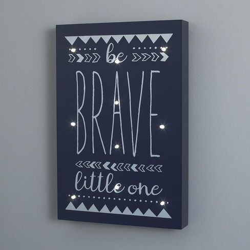 Little Love من NoJo Aztec ديكور حائط مضاء، Be Brave Little One، أزرق داكن/أبيض in Kuwait