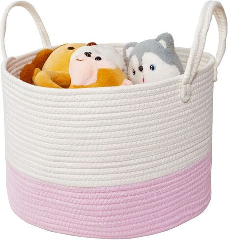 Toys Storage Basket Extra Large Woven Rope Baskets with Handles for Blankets,Clothes,Towels Laundry Basket Nursery Organizer Bins in Kuwait