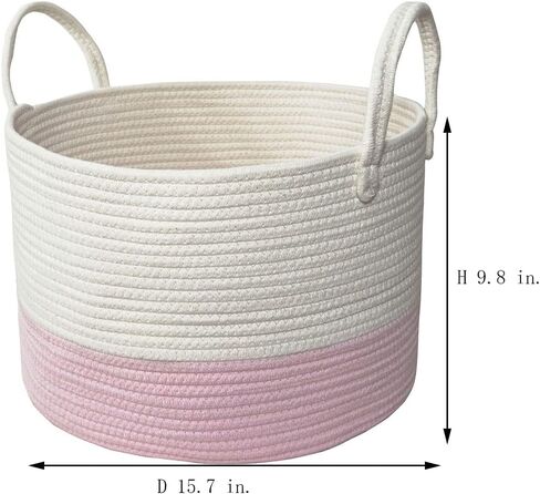 Toys Storage Basket Extra Large Woven Rope Baskets with Handles for Blankets,Clothes,Towels Laundry Basket Nursery Organizer Bins in Kuwait