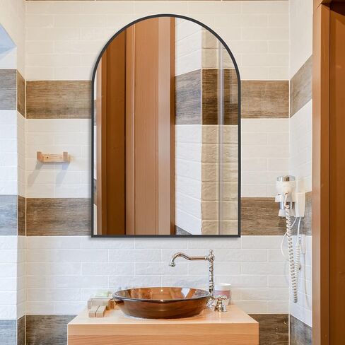 مرآة حائط مقوسة، مرآة حمام مقوسة، مرآة مثبتة على الحائط مقاس 20 × 30 بوصة لمدخل غرفة النوم وغرفة المعيشة in Kuwait