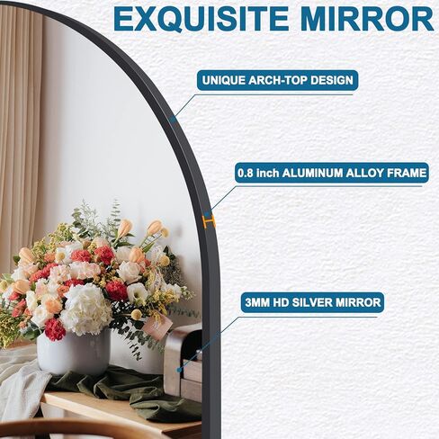 مرآة حائط مقوسة، مرآة حمام مقوسة، مرآة مثبتة على الحائط مقاس 20 × 30 بوصة لمدخل غرفة النوم وغرفة المعيشة in Kuwait