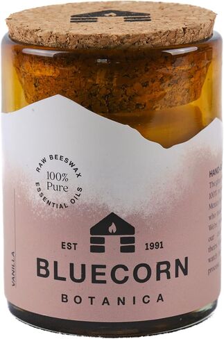Cedarwood, Nutmeg & Lavender Essential Oil & Pure Beeswax Candle in Blown Glass Jar. Bluecorn Beeswax Botanica. Non-Toxic Scented Candle in 100% Recycled Glass. Large 3-Wick Candle - 22 oz. in Saudi Arabia