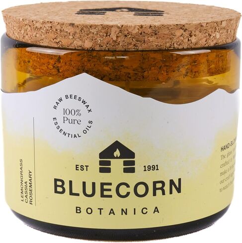 Cedarwood, Nutmeg & Lavender Essential Oil & Pure Beeswax Candle in Blown Glass Jar. Bluecorn Beeswax Botanica. Non-Toxic Scented Candle in 100% Recycled Glass. Large 3-Wick Candle - 22 oz. in Saudi Arabia