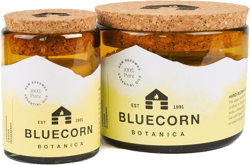 Cedarwood, Nutmeg & Lavender Essential Oil & Pure Beeswax Candle in Blown Glass Jar. Bluecorn Beeswax Botanica. Non-Toxic Scented Candle in 100% Recycled Glass. Large 3-Wick Candle - 22 oz. in Saudi Arabia